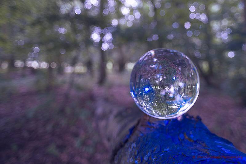 fotografen door kristal in het blauw.